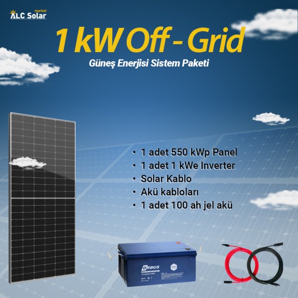 1 kW Off - Grid Güneş Enerjisi Sistem Paketi