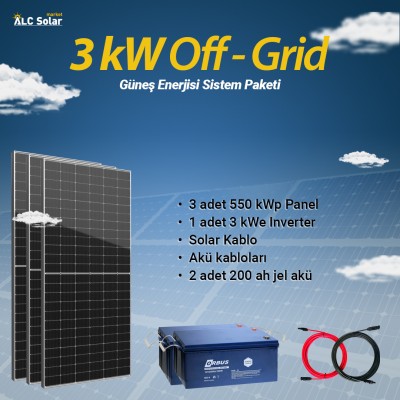 3 kW Off - Grid Güneş Enerjisi Sistem Paketi