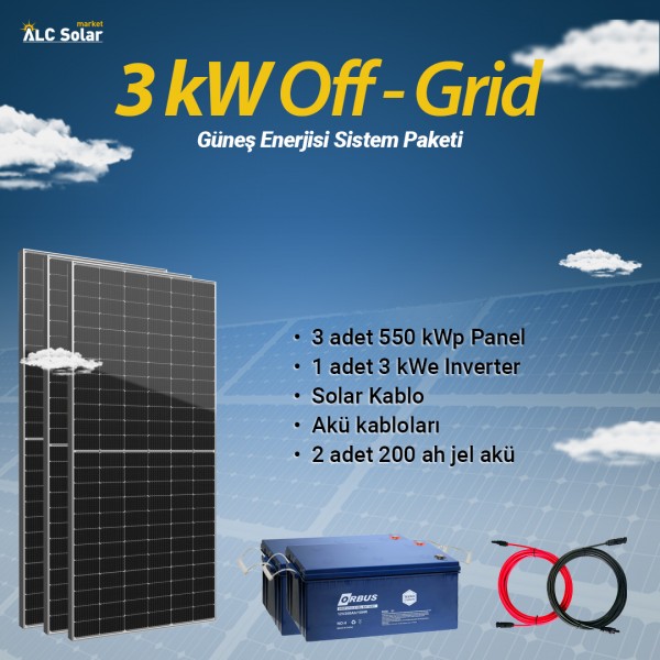 3 kW Off - Grid Güneş Enerjisi Sistem Paketi