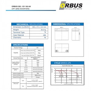 ORBUS 12V 100AH - Derin Deşarjlı Jel Akü